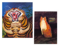  Ligabue: Testa di tigre - gatto con interno e finestra