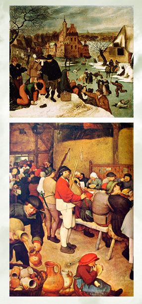 Brueghel- Pattinatori e particolare banchetto nuziale